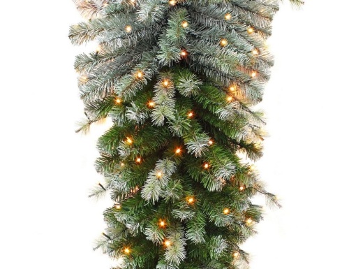 Хвойная "Люстра - гирлянда капля" заснеженная, теплых белых LED-ламп, (хвоя - леска+PVC), 1.2 м, Triumph Tree фото 2