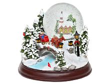 Снежный шар музыкальный ВОЛШЕБНЫЙ ДОМ, RGB подсветка, снежный вихрь, 22х20 см, батарейки, Sigro
