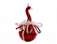 Ёлочная игрушка-шар "Красный лебедь", текстиль, 10х10х20 см, Edelman, Noel (Katherine's style)