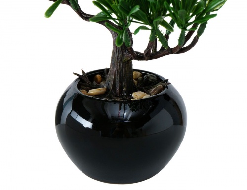 Искусственное растение "Бонсай эвкалипт" в шоколадном кашпо, пластик, керамика, 20х18 см, Boltze фото 4