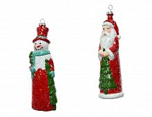 Набор ёлочных игрушек "Санта и снеговик", пластик, 16-17 см (2 шт.), Kaemingk