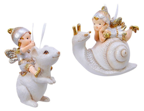 Ёлочная игрушка ЗИМНИЙ ЭЛЬФ НА УЛИТКЕ, полистоун, 8 см, Kaemingk (Decoris) фото 3
