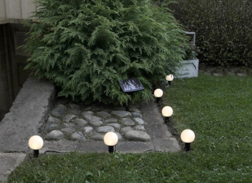 Садовая гирлянда-светильники MILK BALLS, 6 тёплых белых LED-ламп, солнечная батарея, 5+2 м, STAR trading фото 4