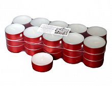 Чайные свечи, белые в красной гильзе, 3.8х1.6 (упаковка 30 шт.), Омский Свечной