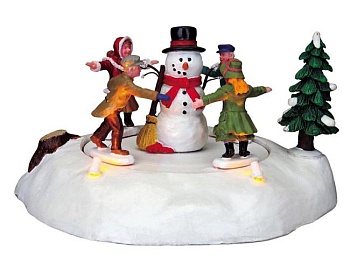 Настольная композиция 'Весёлый снеговик' (подсветка, динамика), 12х12х17 см, батарейки, LEMAX