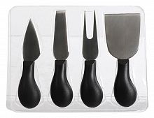 Набор сырных ножей "Лайзэ", металл, чёрный, 4 шт., 18х15х3 см, Edelman
