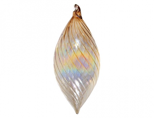 Ёлочное украшение капля "Перламутровая радуга", стекло, 17 см, SHISHI