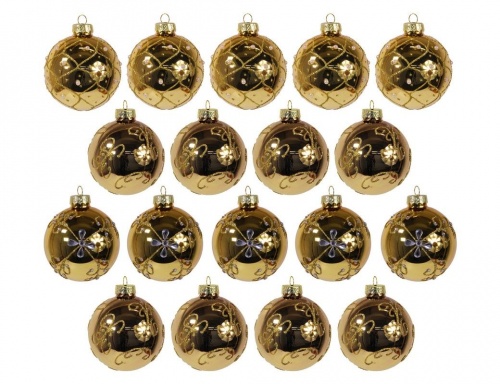 Набор стеклянных шаров "Золотая вуаль", золотой,  7 см (18 шт.), Edelman фото 2