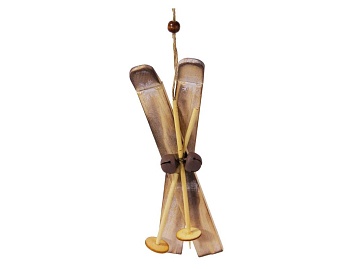 Ёлочная игрушка "Винтажные лыжи", дерево, 16 см, Koopman International