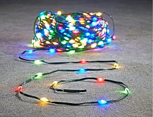 Светодиодная гирлянда СИЯЮЩИЕ КАПЛИ - МАКСИ, 350 разноцветных мини LED-огней (крупные диоды), 26+3 м, контроллер, зелёный микрофлекс, уличная, Edelman