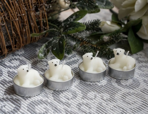 Набор фигурных свечей "Белый мишка", 4.5х4 см (упаковка 4 шт.), Koopman International фото 2