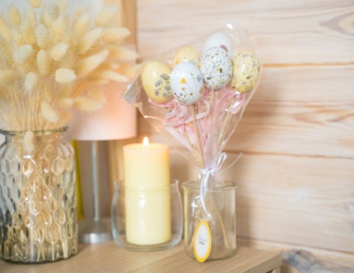 Пасхальные украшения - яйца на палочках ВАЛЬС ЦВЕТОВ, 6 см (упаковка 6 шт.), Kaemingk фото 3