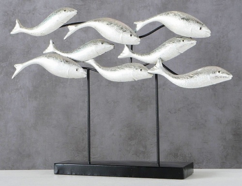 Статуэтка "Рыбья стайка", металл, серебряная, 44х8х32 см, Boltze фото 4