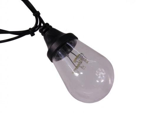 Ламполайт линейно-свесовый, 10х0.2 м, 20 ламп, теплый белый, коннектор, черный провод, уличная, Rich LED фото 5