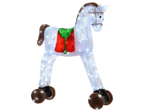 Светящаяся "Игрушечная лошадка", цветной акрил, 60 холодных белых LED-огней, уличная, 15x35x40 см, Kaemingk фото 2