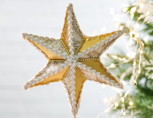 Ёлочная верхушка ЗВЕЗДА АЛЬЦИОНА, полиэстер, золотая, 30 см, Winter Deco фото 2