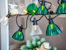 Светодиодная гирлянда из лампочек Party Lights - ФЛЮТЕД БЕЛЛЗ, 10 тёплых белых LED-огней, 5 м, коннектор, чёрный провод, уличная, Winter Deco