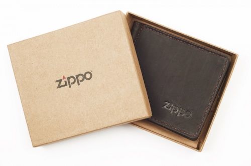Зажим для денег Zippo, коричневый, натуральная кожа фото 4