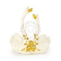 GIARDINO Статуэтка парные лебеди 36хН36 см, керамика, цвет белый, декор золото, swarovski