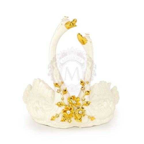 GIARDINO Статуэтка парные лебеди 36хН36 см, керамика, цвет белый, декор золото, swarovski