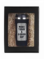 Термокружка "Make Today" красного цвета, изготовленная из нержавеющей стали, представленная в подарочной упаковке