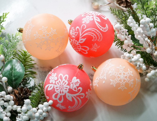 Набор ёлочных украшений ЭЛЬФИНО: СНЕЖНЫЕ ЦВЕТЫ, пластик, 10 см, 4 шт., Winter Deco фото 6