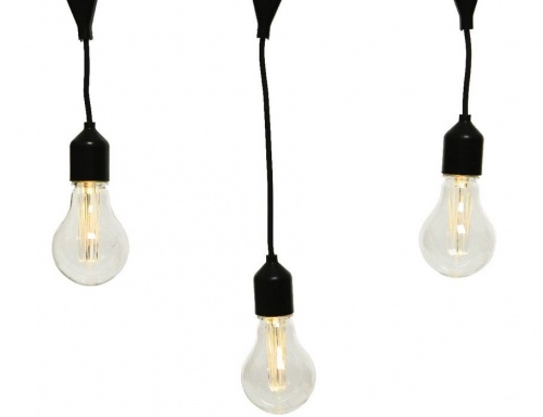 Ретро гирлянда UMBRELLA BULBS, 20 тёплых белых LED-ламп, 8 нитей по 1.2 м, чёрный провод, уличная, Kaemingk (Lumineo) фото 4