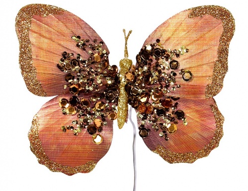 Бабочка "Медная искорка", на клипсе, металл, 14 см, Katherine’s Collection