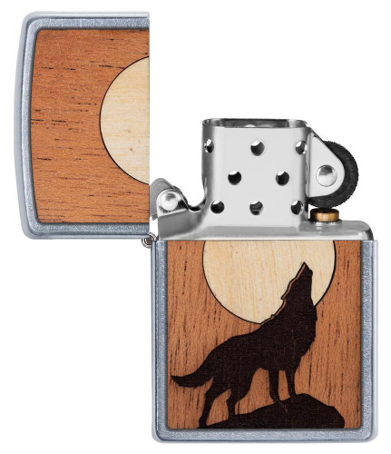 Зажигалка Zippo Wooodchuck с покрытием Street Chrome , латунь/сталь/дерево, серебристая, 36x12x56 мм фото 5