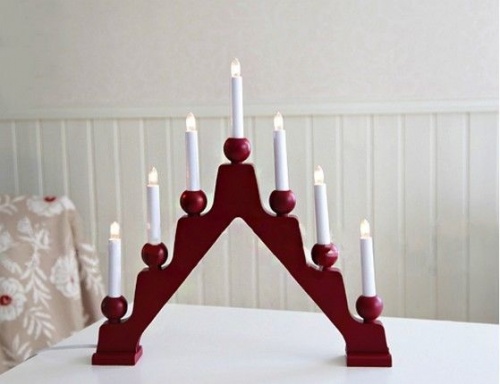 Светильник горка рождественская EMMA (красный) на 7 свечей, 45х45 см, STAR trading