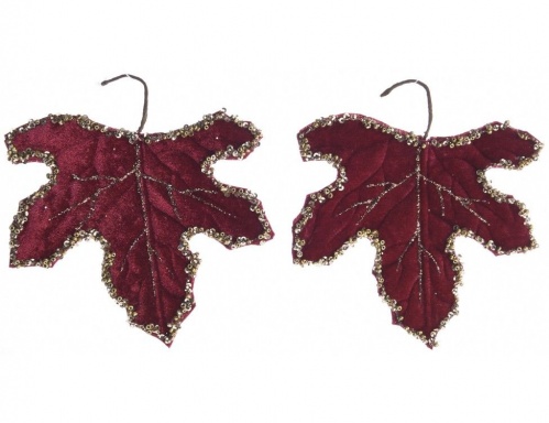 Набор украшений "Кленовые листья", красные, 12x13 см, (упаковка 2 шт.), Kaemingk фото 2
