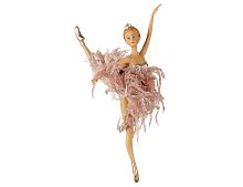 Ёлочная игрушка "Балерина флисси", полистоун, розовый бархат, 19 см, Goodwill