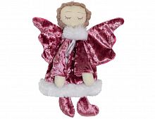 Ёлочная игрушка "Бархатный ангелочек сонья", розовый, 15 см, Due Esse Christmas