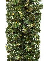 Гирлянда "Рождественская" 8 зеленая с золотой мишурой, хвоя - PVC, 270х23 см, MOROZCO