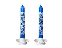 Новогодние столовые свечи СНЕЖИНКИ, синие, 15 см (упаковка - 4 шт.), Омский Свечной