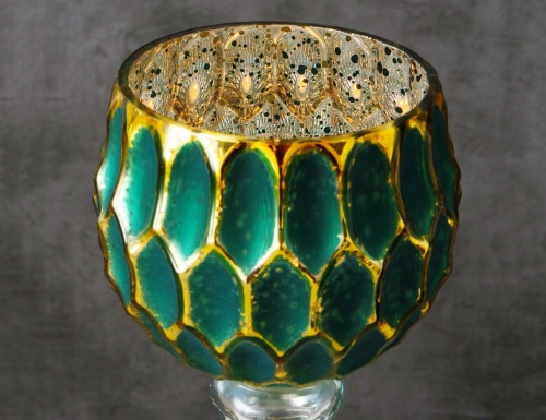 Подсвечники бокалы GREEN LUXURY, стекло, зелёные, 30-40 см (3 шт.), Boltze фото 2