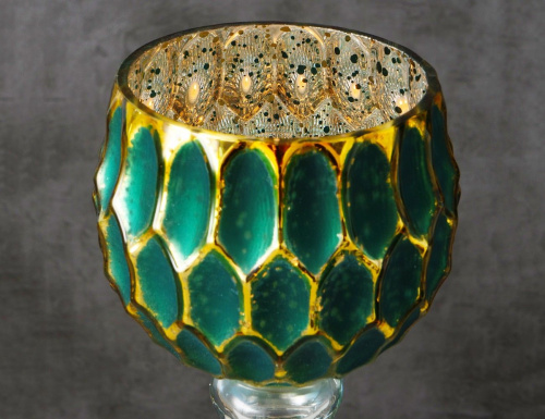 Подсвечники бокалы GREEN LUXURY, стекло, зелёные, 30-40 см (3 шт.), Boltze фото 2