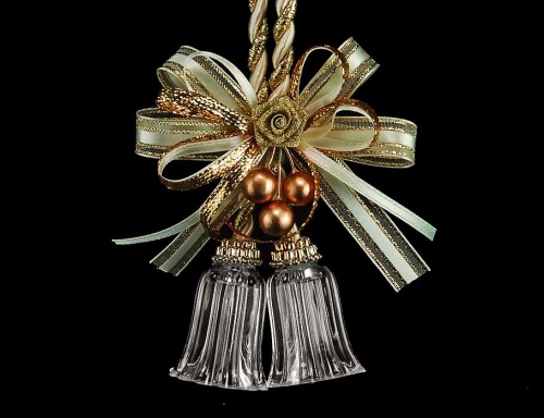 Ёлочное украшение "Хрустальные колокольчики", золотистые, 15.2 см, Forest Market фото 2