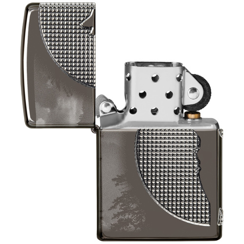 Зажигалка Zippo Armor Wolf  с покрытием High Polish Black Ice, чёрная, 38x13x57 мм фото 3