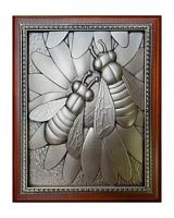 Панно из металла на деревянной подложке  Пчёлы, ПМ-10
