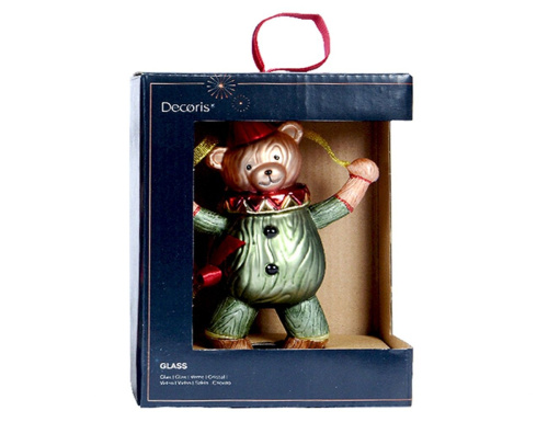 Ёлочная игрушка МИШКА ЦИРКУС - МАРИОНЕТКА, стекло, 18 см, Winter Deco фото 2