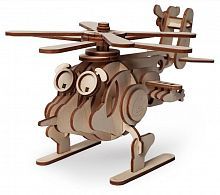 Конструктор 3D деревянный подвижный Lemmo Вертолет Серж