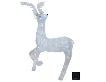 Светящаяся фигура на солнечной батарее "Романтичный олень", акрил, белый, 80 холодных белых LED-огней, 27x47x73 см, уличный, Kaemingk