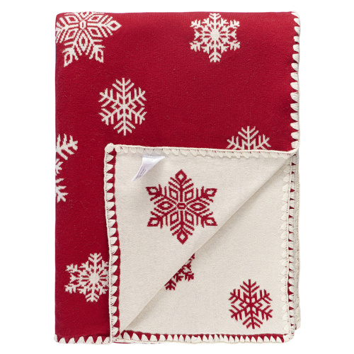 Плед из хлопка с новогодним рисунком fluffy snowflakes из коллекции new year essential, 130х180 см фото 6