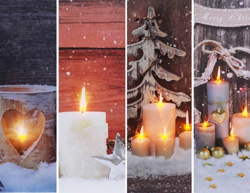 Светящееся панно "Свеча на снегу", тёплые белые LED-огни, 30х30 см, батарейки, Koopman International фото 3