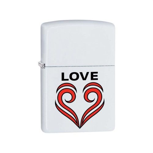 Зажигалка ZIPPO 214 Love Theme с покрытием White Matte, латунь/сталь, белая, матовая, 36x12x56 мм, 29193