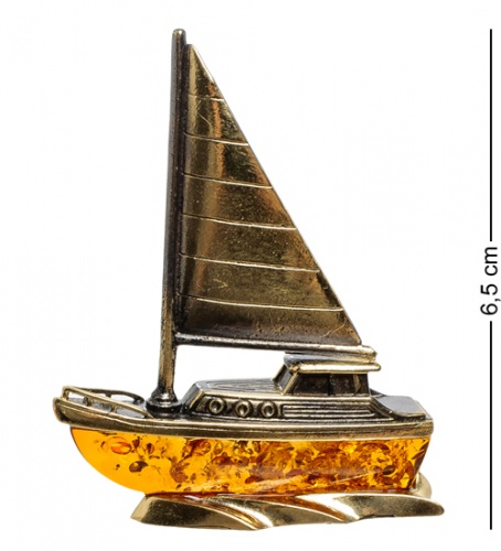 AM-1807 Фигурка "Яхта" (латунь, янтарь)