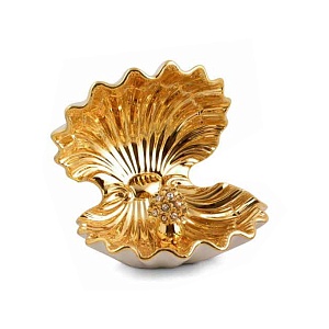 LAGUNA Ракушка с цветами 25хН24 см, керамика, цвет белый, декор золото, swarovski