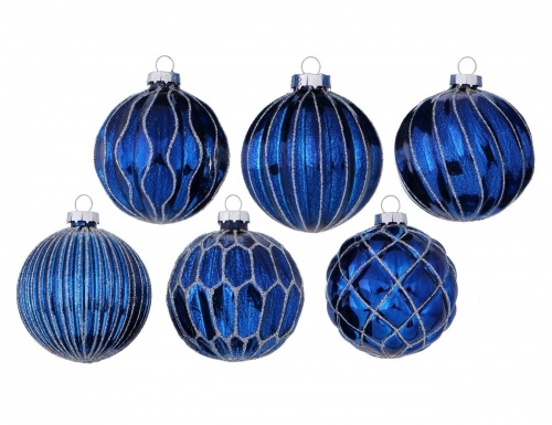 Набор коллекционных ёлочных шаров BLUE NIGHT, стекло, 8 см, упаковка 12 шт., Boltze фото 3