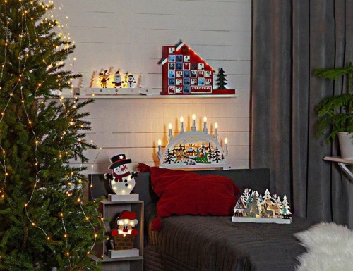Новогодний светильник "Обаятельное волшебство", дерево, 6 тёплых белых LED-огней, 30х18 см, батарейки, STAR trading фото 3